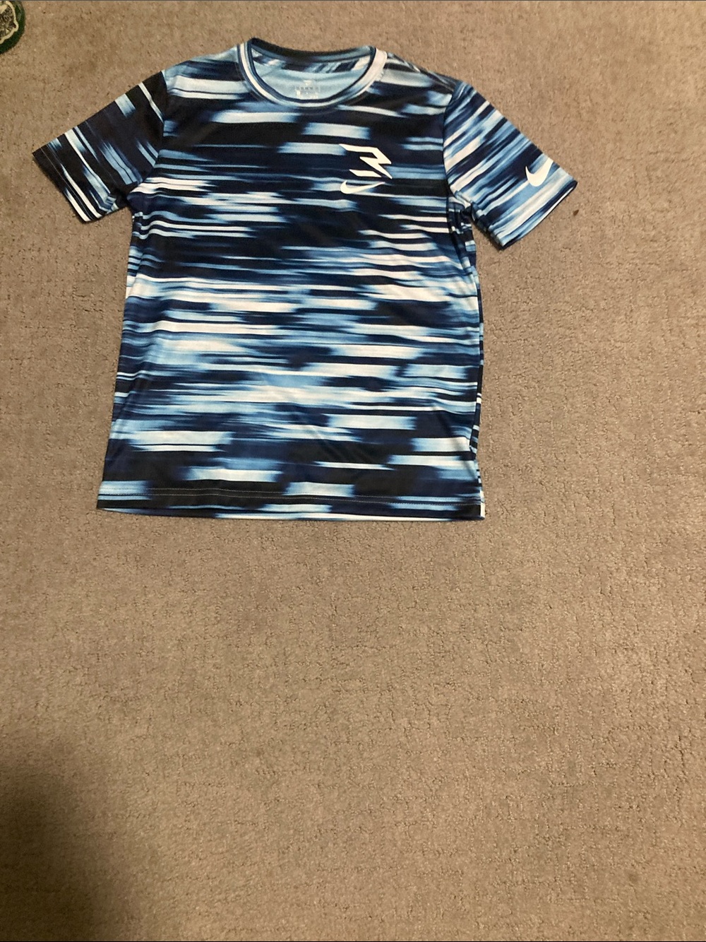 Blue & White Performance Graphic Tee with Logo